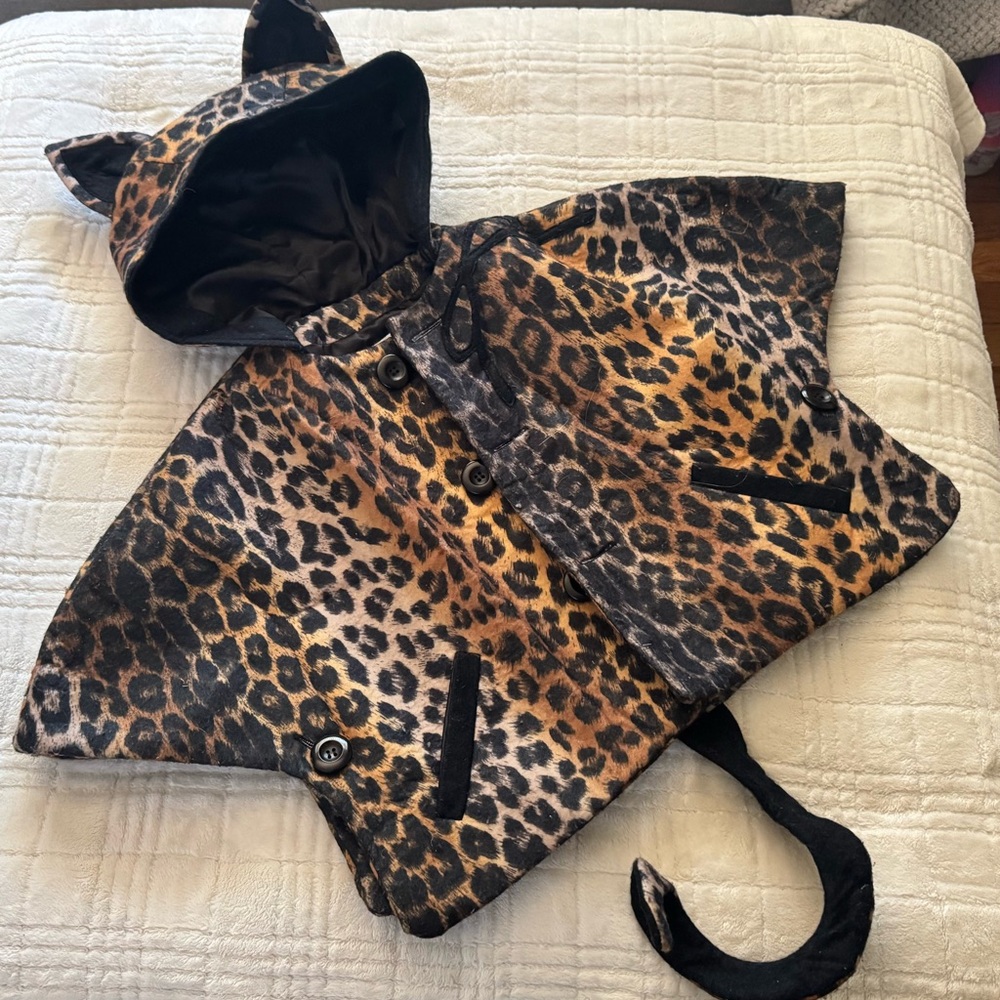 Leopard Print Kids Hooded Cape